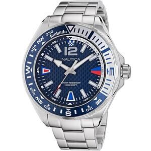 Nautica Men's NAPCWF301 Clearwater Beach Recycled SS Watch